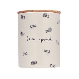 Dog Treat Jar with Bone Design and Wooden Lid - Bone Appetit